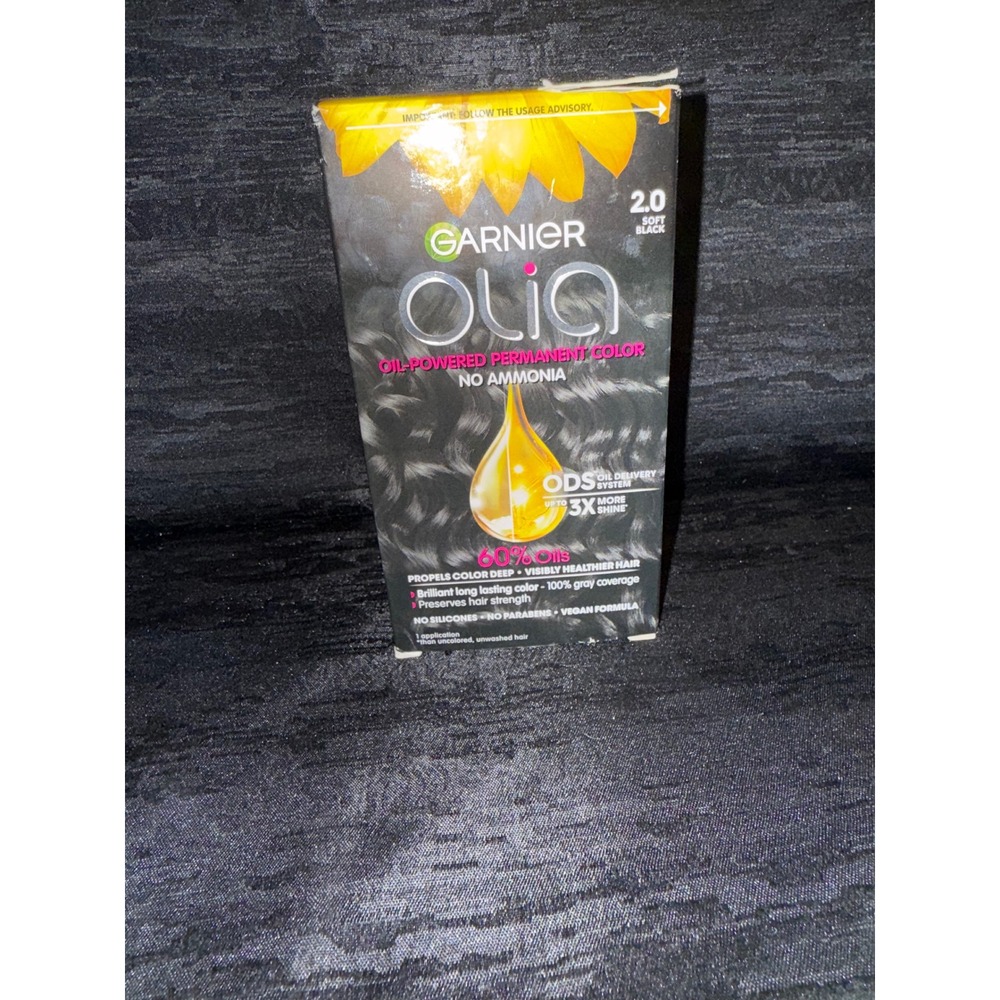 New Garnier Olia 2.0 Soft Black Permanent Hair Color No Ammonia Oil Powered